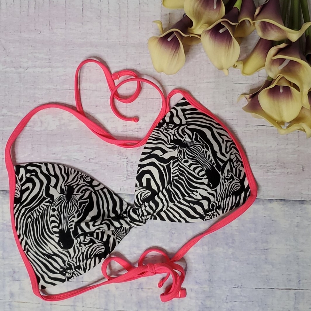 Hot Water Zebra Print Bikini Top